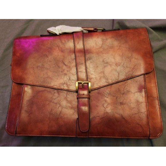 Men's Leather Briefcase 15.6 Inch Laptop Messenger Bag